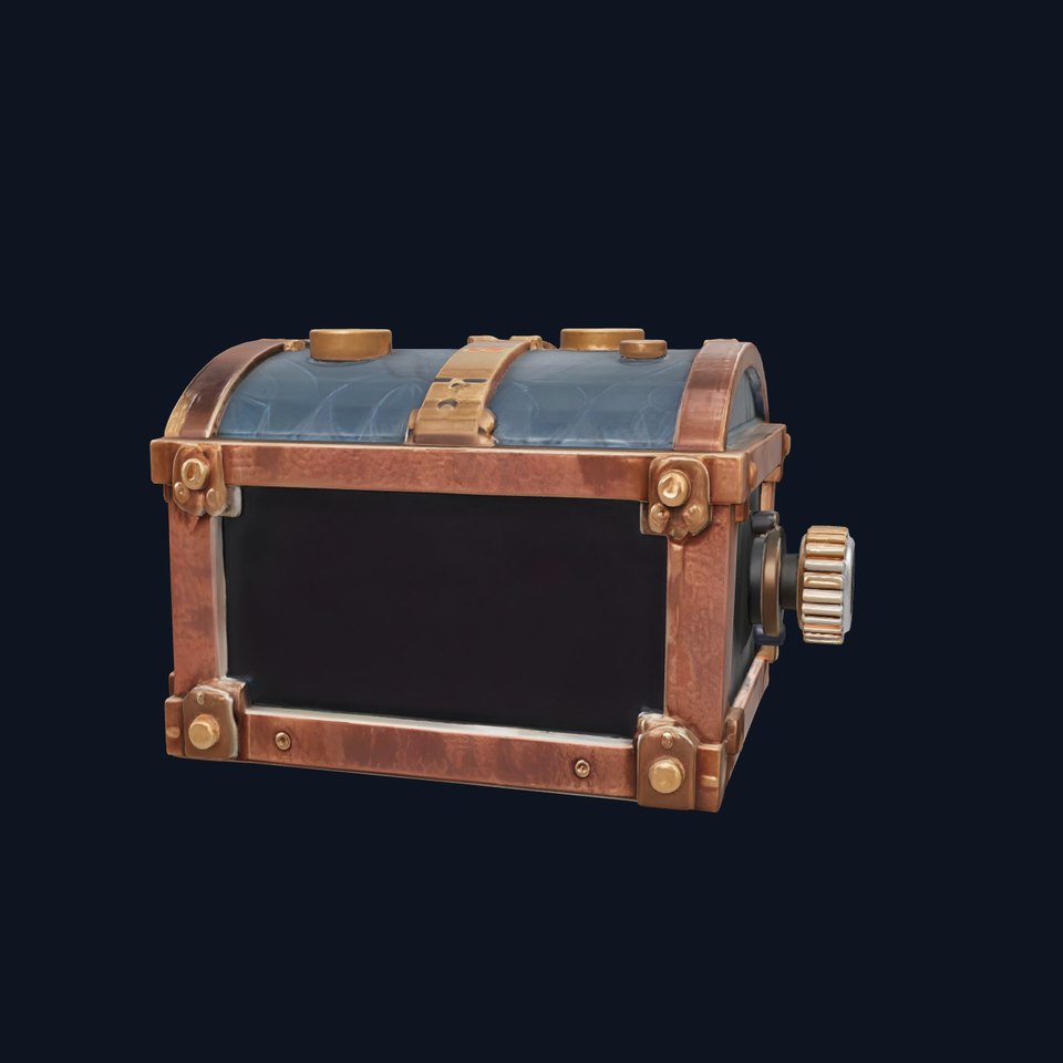 Steampunk Treasure Chest with Metallic Gears